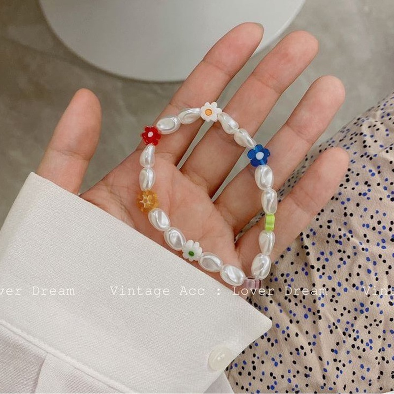 Vòng tay/Vòng cổ đính hạt ngọc trai giả nhiều màu sắc phong cách retro hàn quốc cho nữ