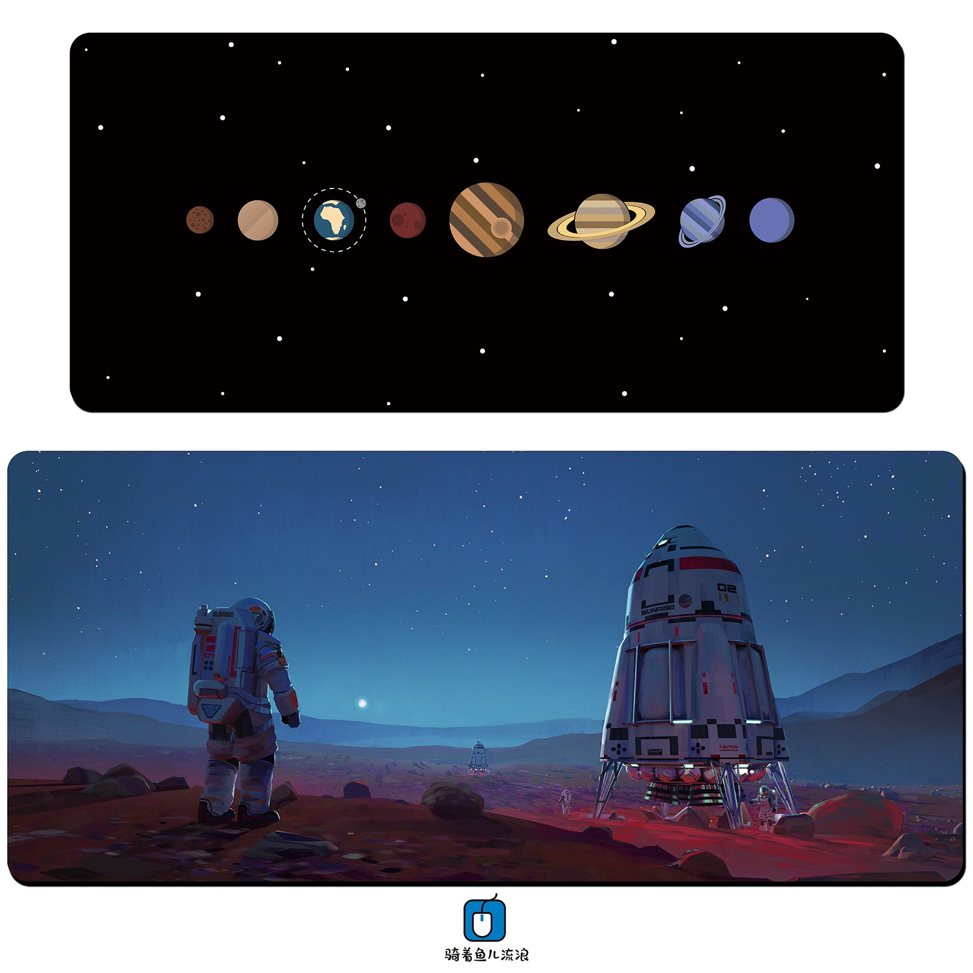 Explore the starry sky series oversized mouse pad solar system planet astronaut creative gaming chicken design desktop pad