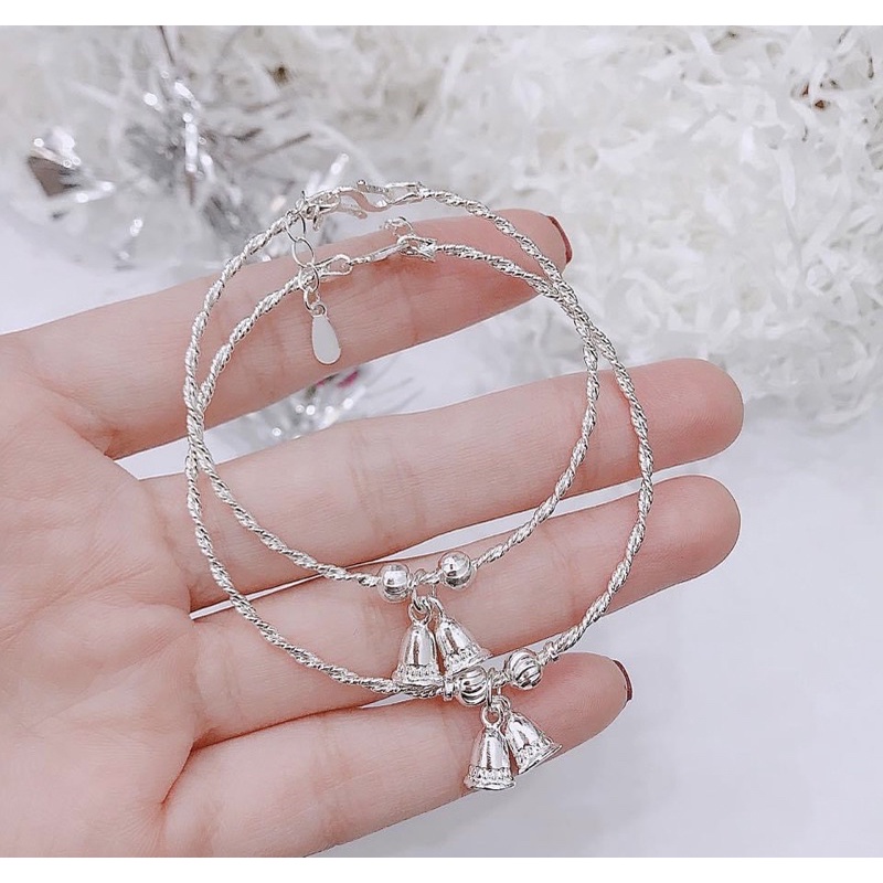 Vòng tay trẻ em, lắc bạc cho bé gái chuông xinh xắn dễ thương Mainomi Shop Bạc Xinh