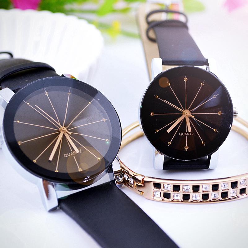 Đồng hồ analog máy quartz dây da cho cặp đôi