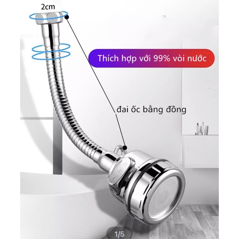 Vòi nước - Đầu vòi xoay 360 có 2 chế độ bật nước dễ dàng cho người sử dụng.