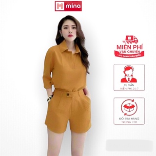 Set đồ nữ thiết kế đơn giản siêu thanh lịch gồm áo tay lỡ và quần ngắn