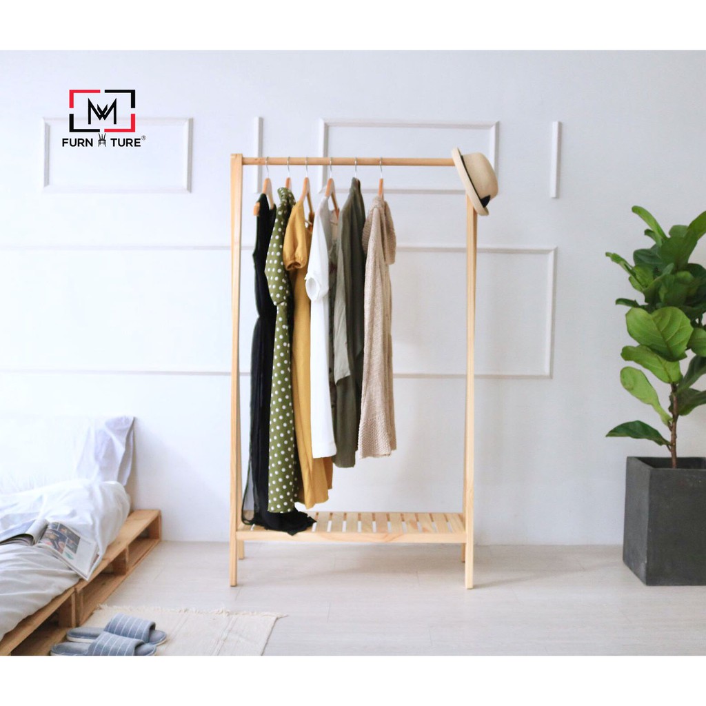 GIÁ TREO QUẦN ÁO 1 TẦNG CAO 1M48 SIZE M MÀU TỰ NHIÊN - AHANGER 1F 1 MÉT48 | BigBuy360 - bigbuy360.vn