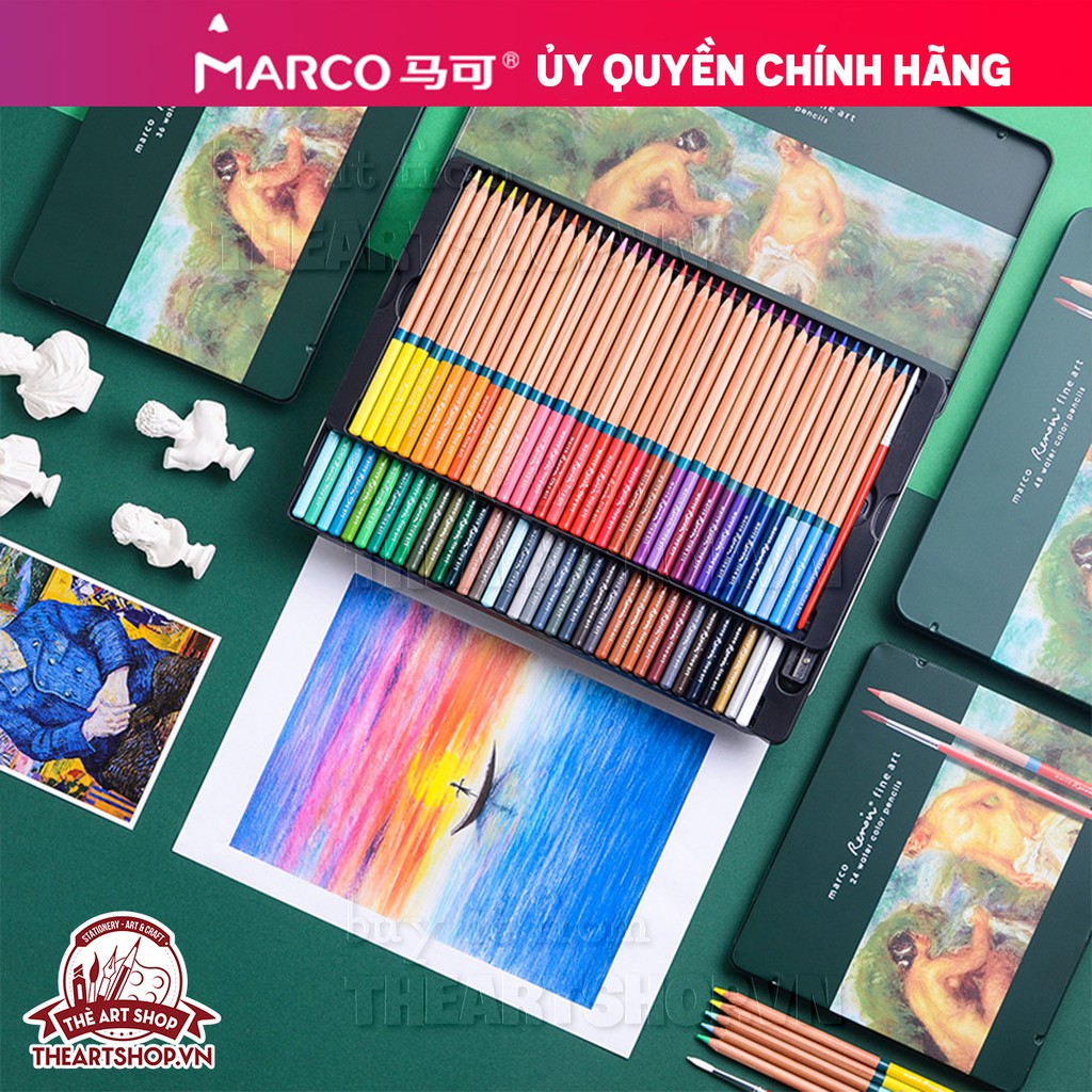 THEARTSHOP Chì màu nước gốc dầu MARCO Renoir 36/48/72/100 màu cao cấp hãng MARCO 3120