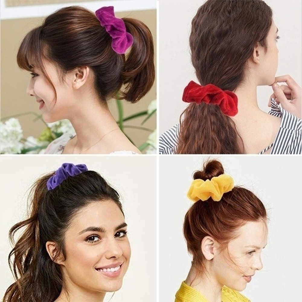 🎉ONLY🎉 6/12/18/24/38/50/Pcs Great Gift Elastic Hair Bands Rubber Ties Scrunchy Hair Ties Ropes Velvet Hair Scrunchies Hair Accessories Christmas Headwear for Women Girls Ponytail Holder