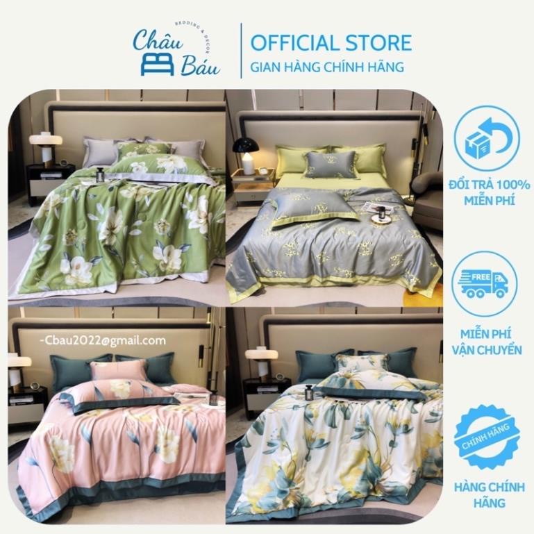 Bộ Chăn Ga Gối Lụa Thái 4 Món Set Chăn Ga Gối Hoạ Tiết Lụa Cao Cấp Nhập Khẩu