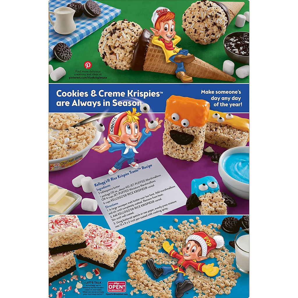 Ngũ cốc  Kellogg's Rice Krispies Cookies and Cream 482gr