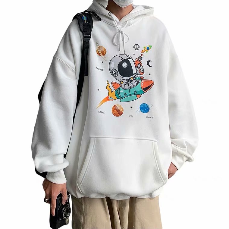 Áo hoodie dáng rộng size lớn M-5XL họa tiết phi hành gia thoải mái thời trang dành cho nam