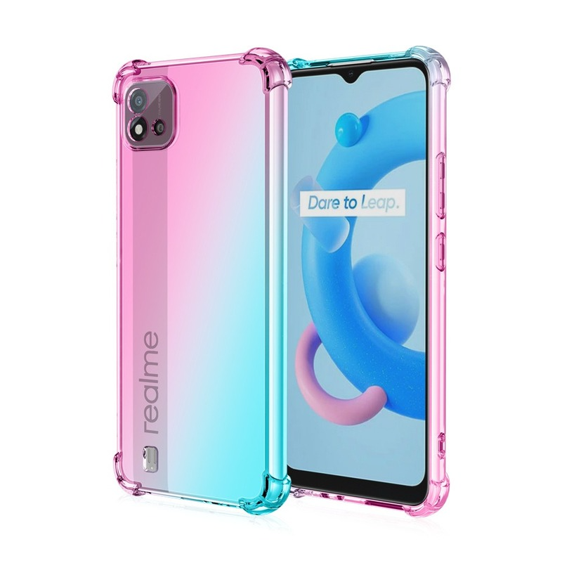 Case Realme C21 C20 C17 C15 C12 C11 C3 C2 Q2 Pro Q2Pro V15 V11 V5 GT Case Rainbow Gradient Transparent Phone Cover Soft TPU Casing