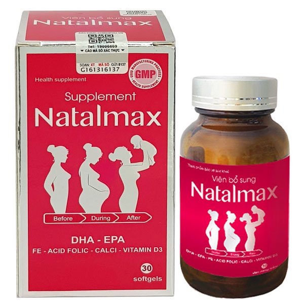 Viên bổ sung Natalmax - Hỗ trợ nâng cao sức đề kháng, tăng cường cung cấp dưỡng chất cần thiết cho mẹ bầu (hộp 30 viên)