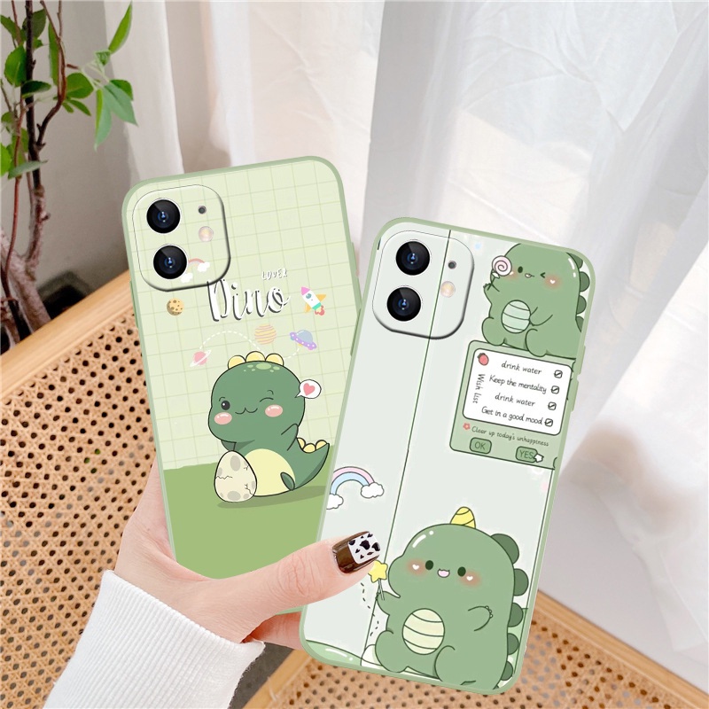 Ốp Điện Thoại Silicon Hình Khủng Long Xanh Cho IPhone 13Pro 12Pro 13 12 11Promax 5 5S 6 6s 7P 8P Plus SE 2020 7Plus 8Plus X XR X