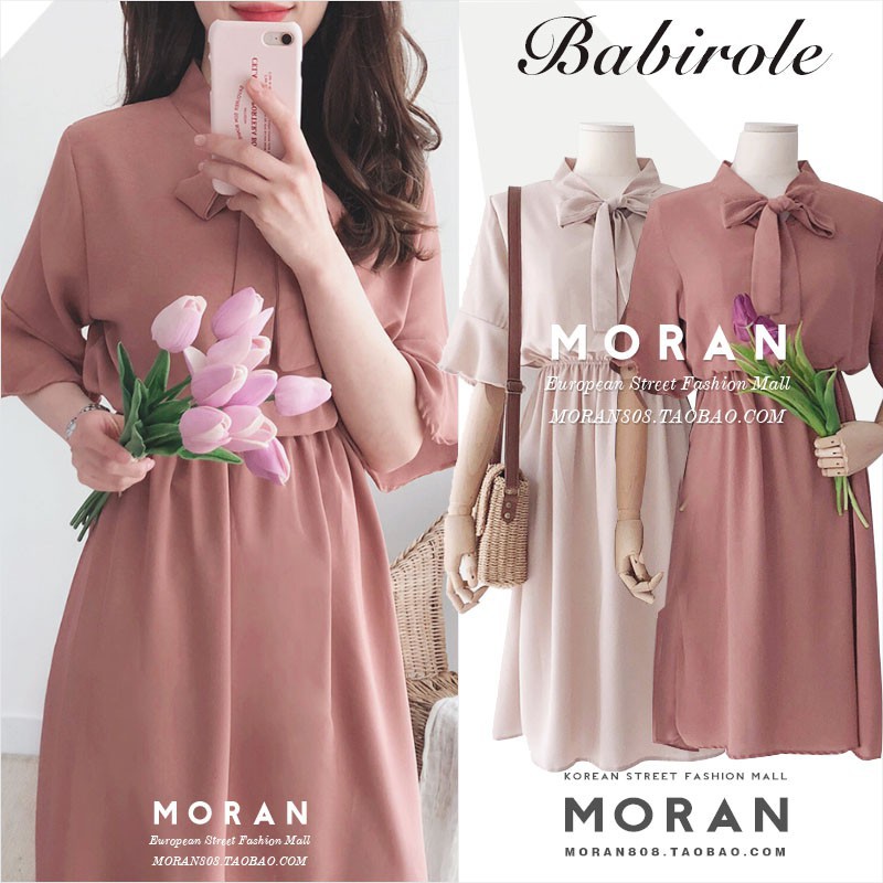 (HÀNG ORDER) Váy Moran cổ nơ thắt eo M0128