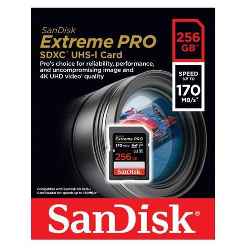 Thẻ nhớ máy ảnh SDXC SanDisk Extreme Pro 256GB UHS-I U3 4K V30 170MB/s (Đen)