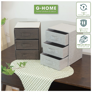 Hộp vải đựng đồ 3 ngăn kéo Ghome, hộp tủ ngăn kéo mini gấp gọn thông minh đựng đồ cá nhân TV22M5