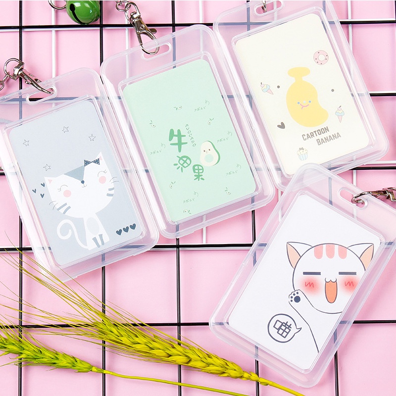 Ví Đựng Thẻ ID / Thẻ ID Trong Suốt Kèm Móc Khóa Tiện Dụng Cho Học Sinh / Văn Phòng