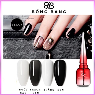 Sơn gel AS sơn móng tay nail màu đen trắng trắng sữa nước gạo thạch đen BỐNG BANG chai 15ml