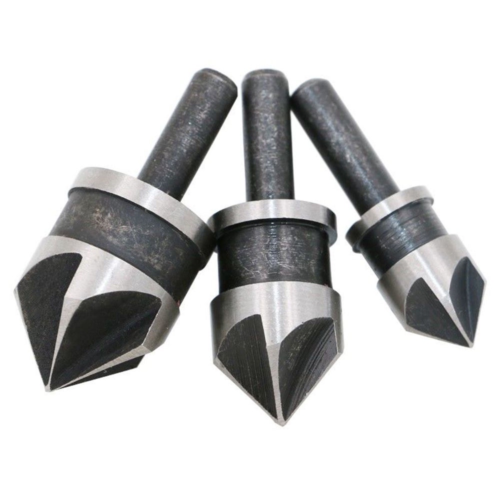 MERSSAVO 3Pcs Flute Countersink Drill Bit Set 90ÃÂ°Counter Sink Chamfer Cutter 6mm S HMN