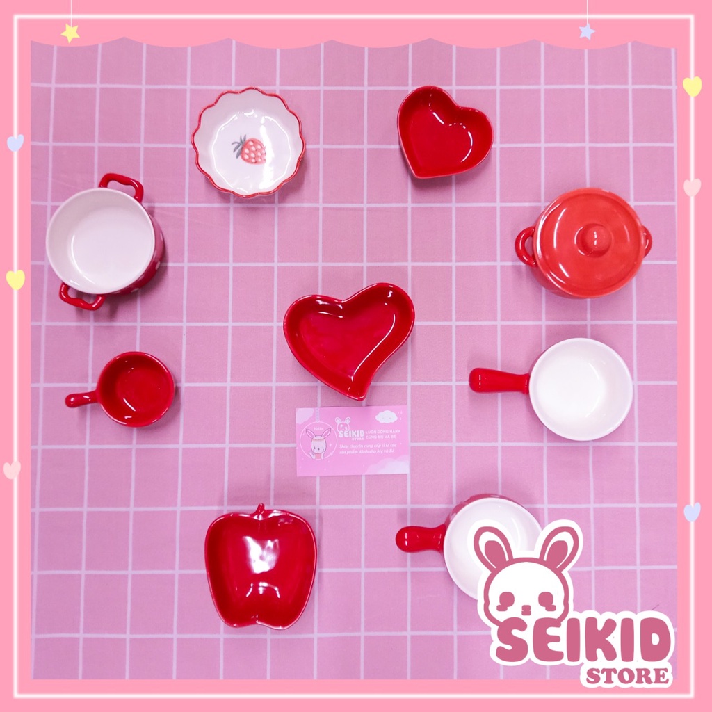 Bát Sứ Ăn Dặm Cao Cấp Cho Bé Màu Đỏ Seikid Store
