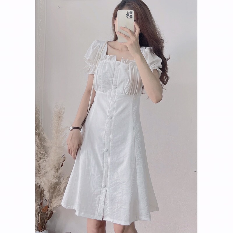 Đầm Trắng Kem Váy Dự Tiệc dạ hội hàng thiết kế dài công chúa có lớp lót vải đũi xòe xếp ly đẹp Kozoda D54