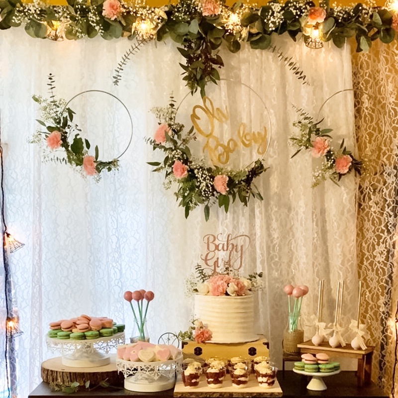 Vòng Hoa Nhân Tạo Handmade Bằng Kim Loại Treo Trang Trí Tiệc Cưới / Giáng Sinh