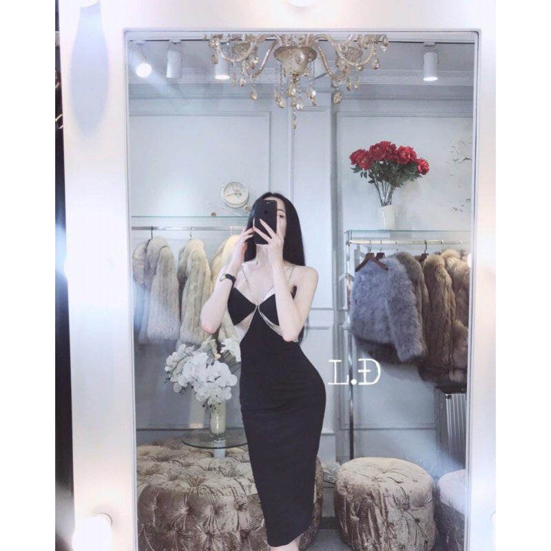 váy body nhung dây đá sexy