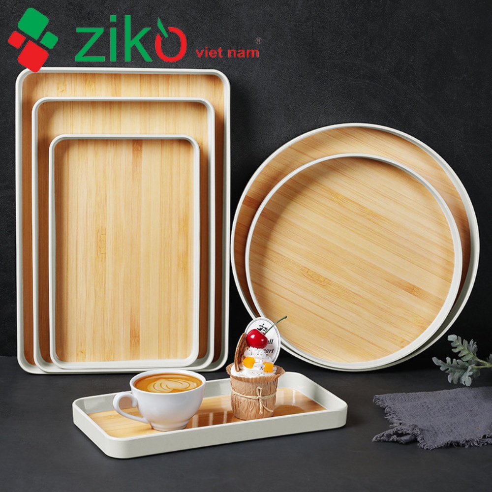Khay nhưa ABS cao cấp vân gỗ siêu đẹp, chất cứng bóng nhiều kích thước, decor bàn trà, bàn ăn