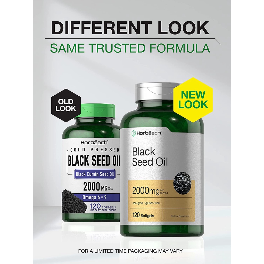 Viên uống dầu hạt thì là đen chống oxy hóa và giảm viêm Horbaach Black Seed Oil 2000mg 120 viên