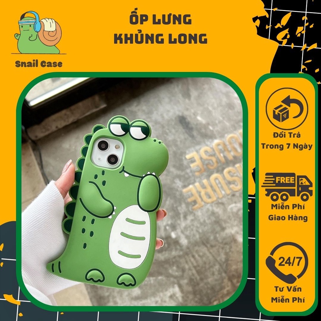 Ốp Điện Thoại Silicon Mềm Chống Sốc Hình Khủng Long Cho iPhone XR XS Max X 7 8 6 6s Plus 13 12 11 Pro Max