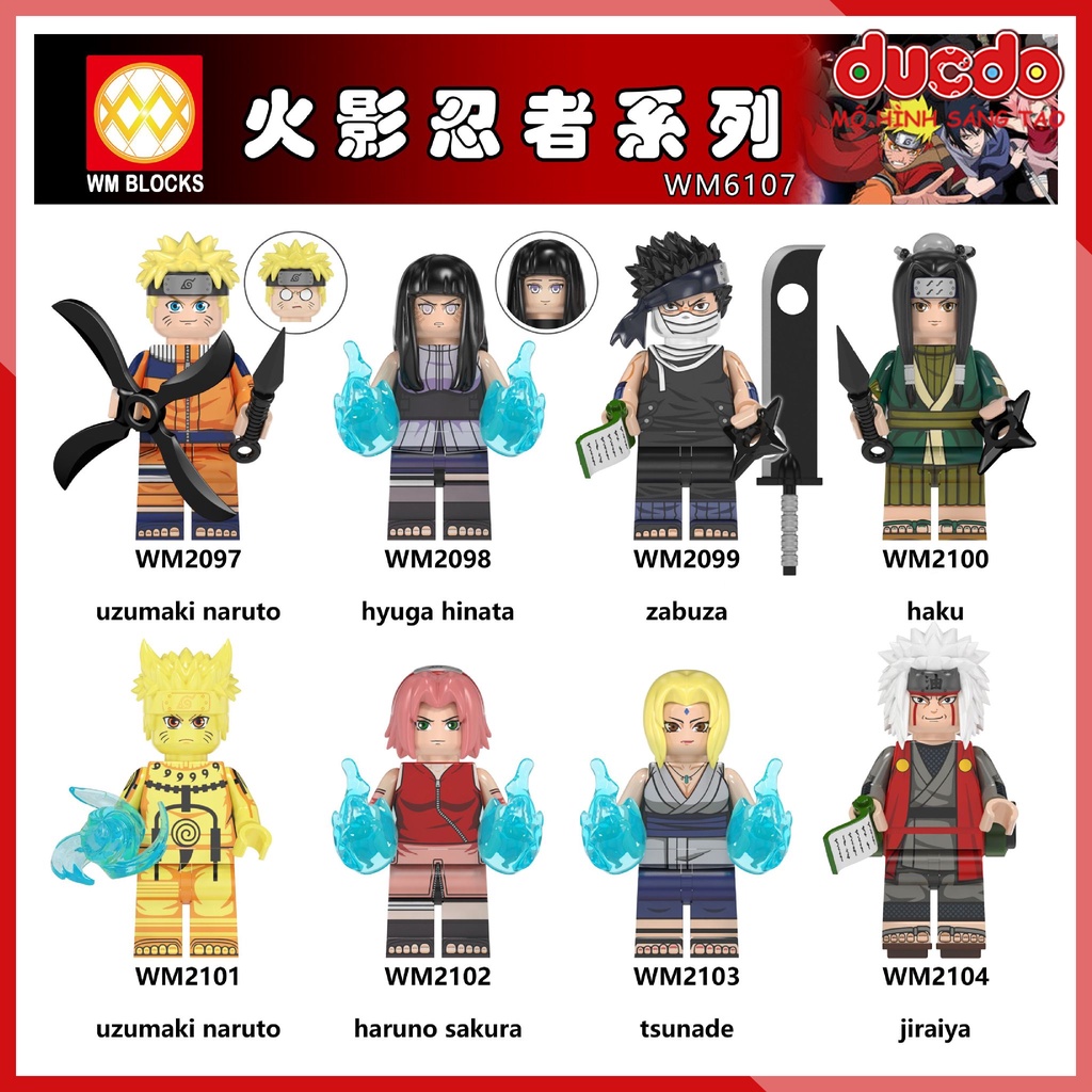 Minifigures các nhân vật Jiraiya, Haku, Zabuza trong Naruto - Đồ chơi Lắp ghép Xếp hình Mô hình Mini WM WM6107