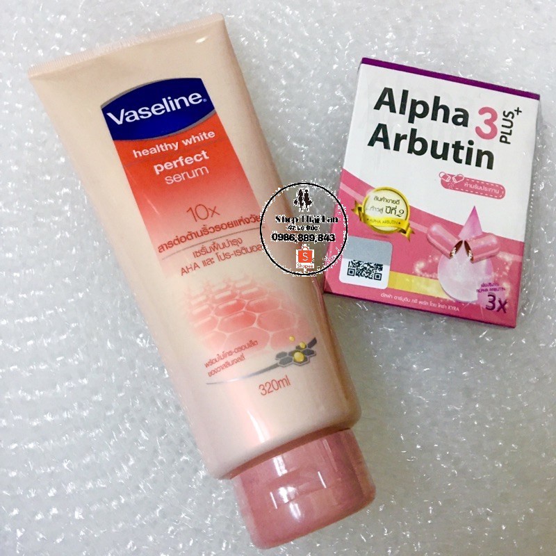 Combo dưỡng trang da vaseline alpha arbutin thái lan