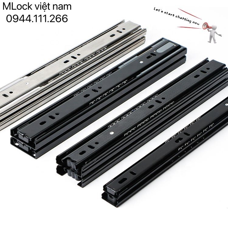 Bộ ray trượt bi 3 tầng giảm chấn thép không rỉ thương hiệu MLock đức bảo hành 3 năm