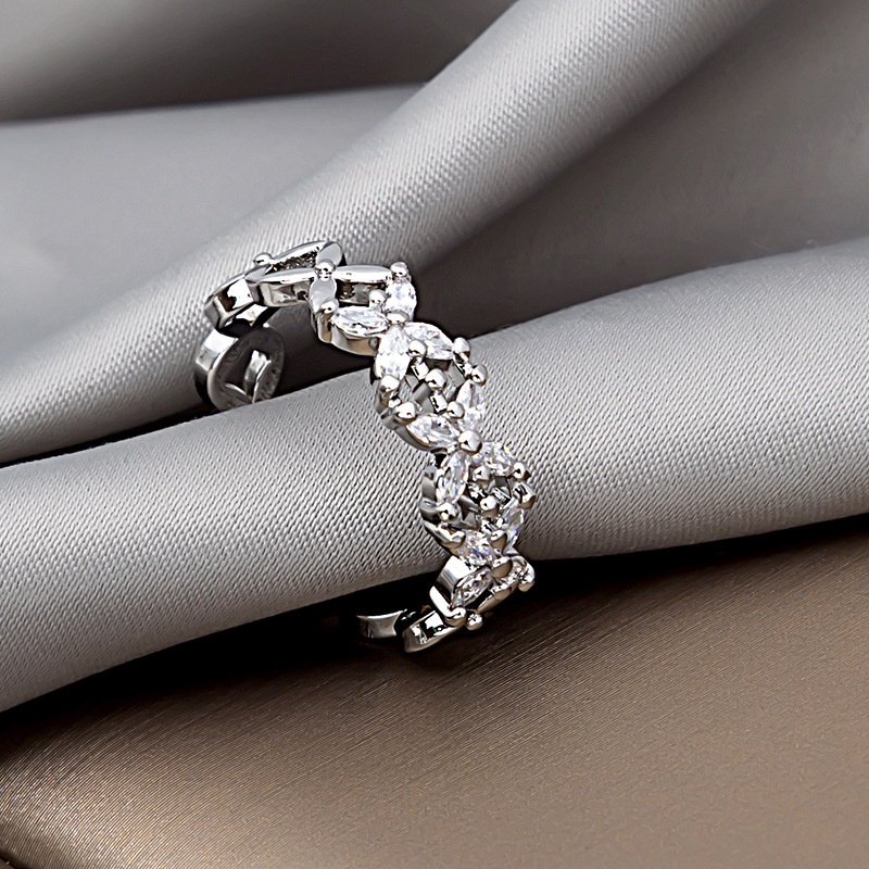 Nhẫn hở đính đá zircon ngọc trai nhân tạo phong cách Hàn Quốc sang trọng thời trang cho nữ