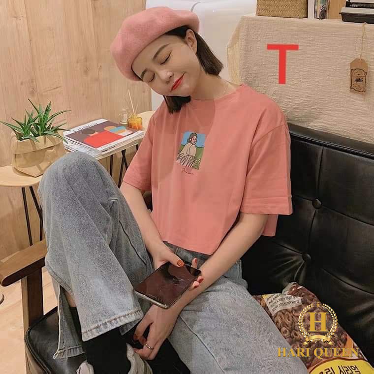 Áo croptop ô vuông cô gái DTR0320