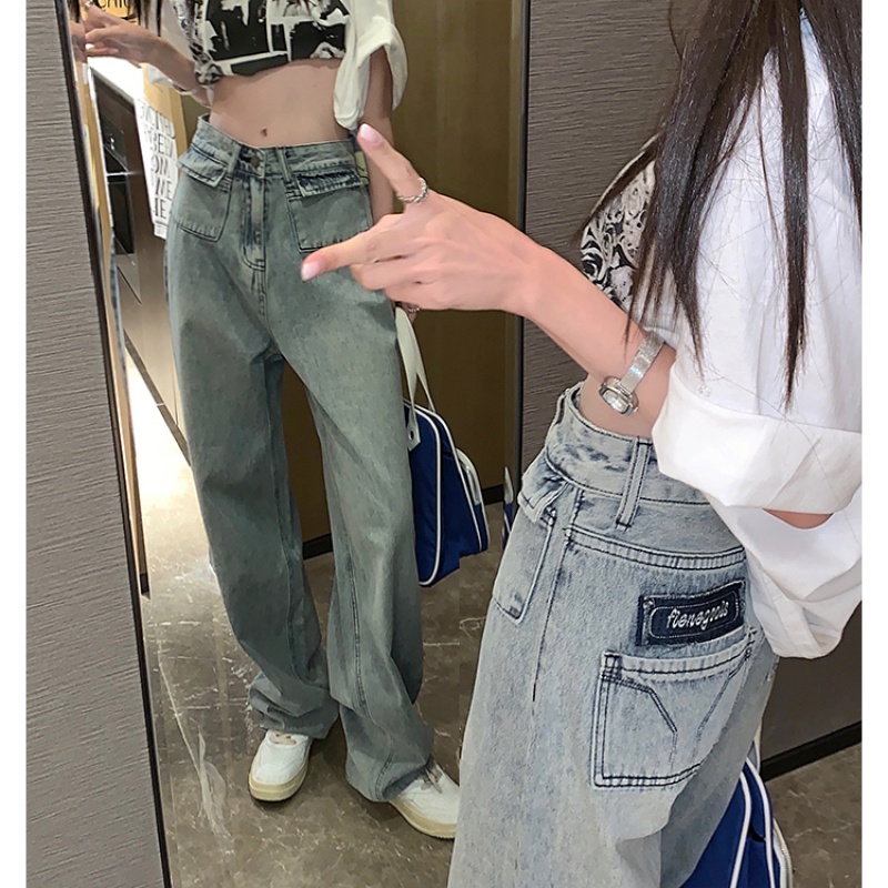 Quần Jeans Nữ Lưng Cao Ống Rộng Thời Trang