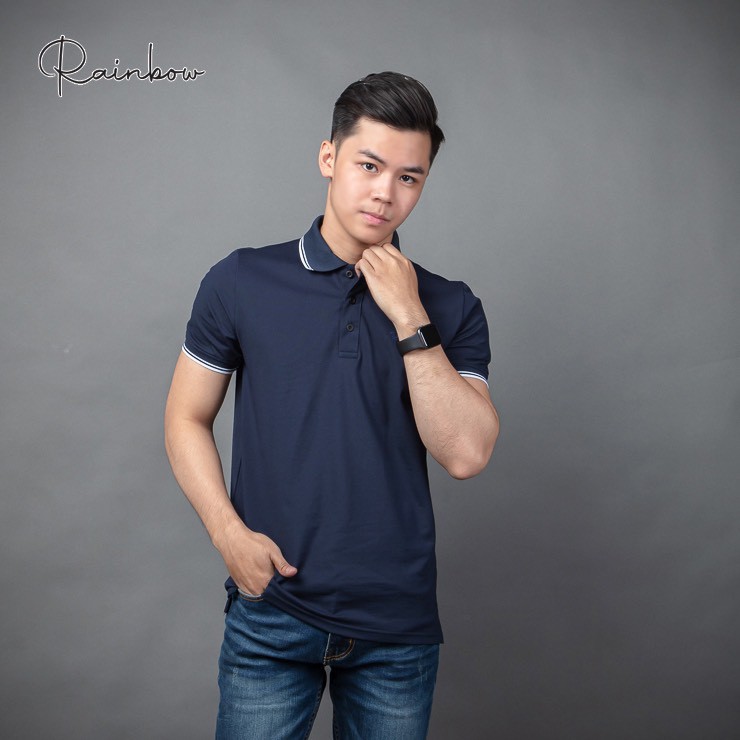 Áo Polo nam cotton cao cấp chính hãng Rainbow SPO002 Regular Fit phối bo viền trẻ trung - Thấm hút mồ hôi chuẩn size nam | BigBuy360 - bigbuy360.vn