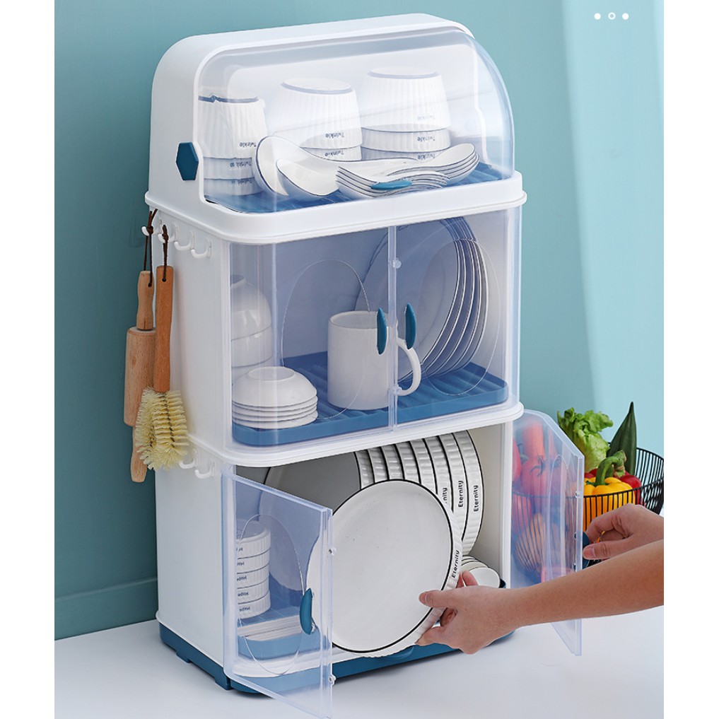Tủ chén dĩa 3 tầng PP Dustproof & Dripping Japan