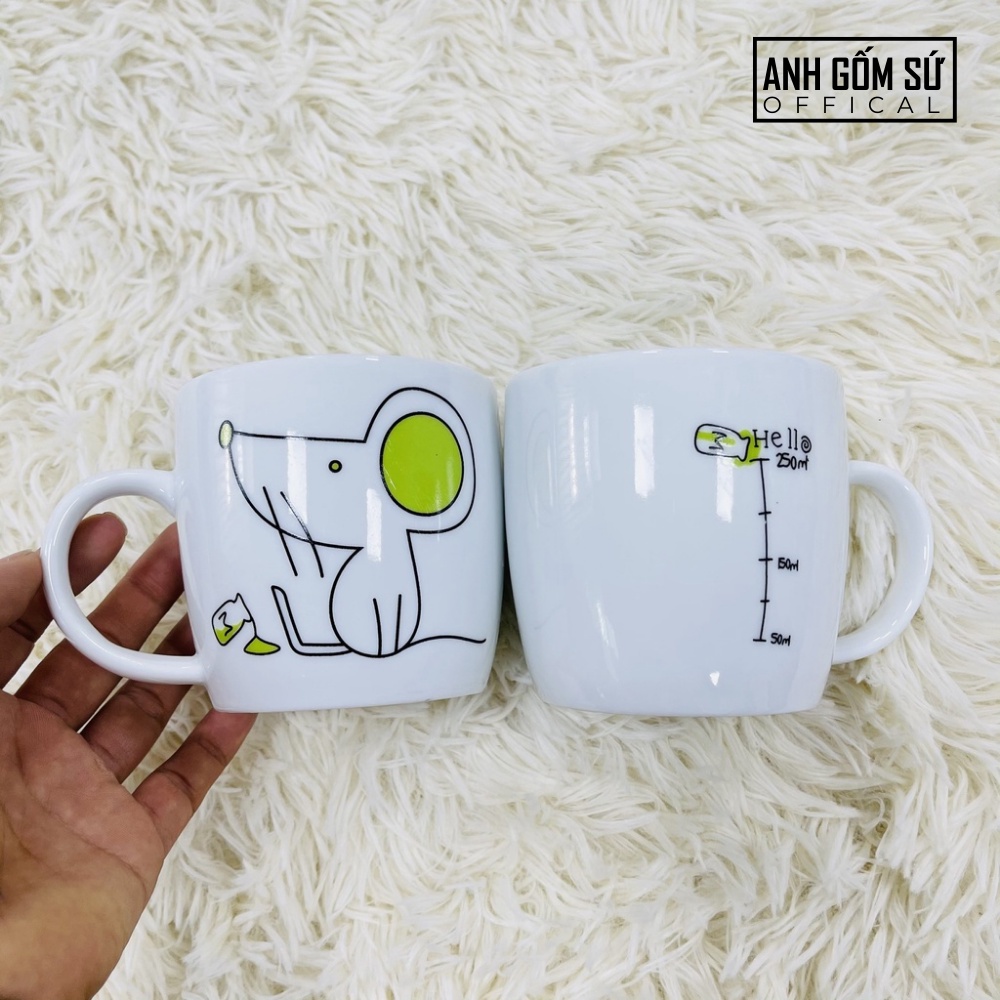 Cốc uống nước cute 12 con giáp may mắn, có quai phong thủy hộ mệnh dung tích 300ml