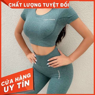 HÀNG CAO CẤP -  Bộ Quần Áo Nữ Tập Yoga Tập Gym Thể Thao Chất Dệp Kim C'Mon Tay Ngắn  Áo Có Mút Lót Siêu Đẹp  - Hàng Cao 