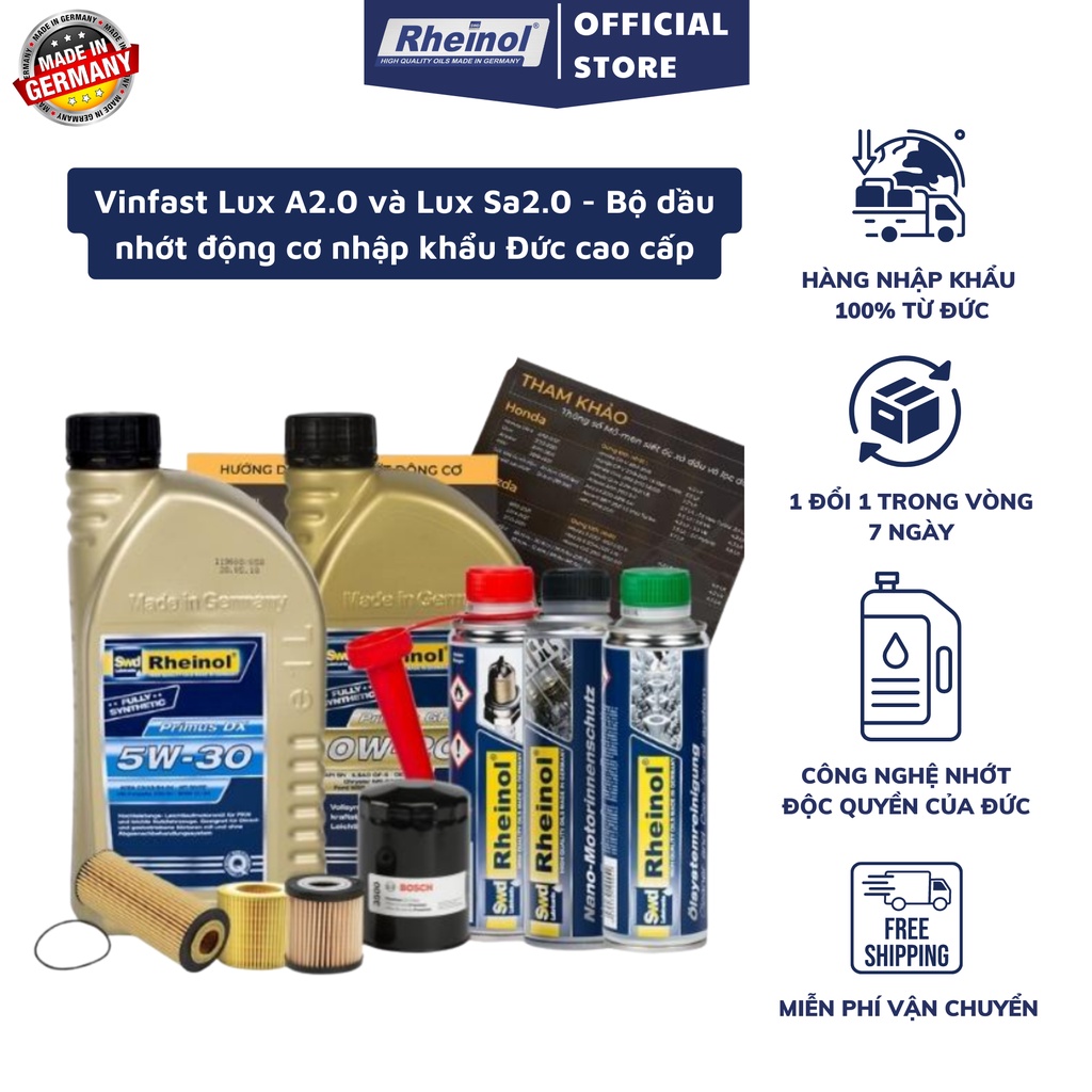 Vinfast Lux A2.0 và Lux Sa2.0 - Bộ dầu nhớt động cơ nhập khẩu Đức cao cấp
