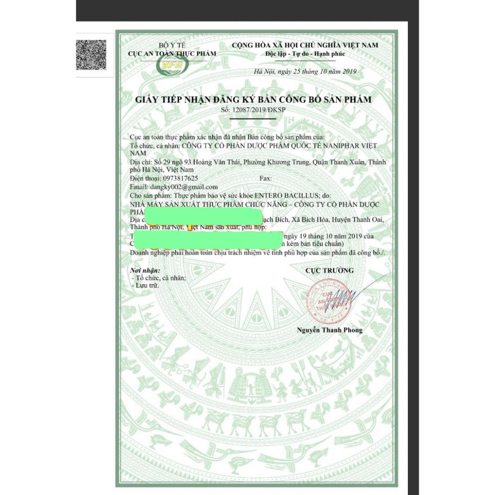 Men tiêu hoá Entero Bacillus cân bằng vi khuẩn đường ruột