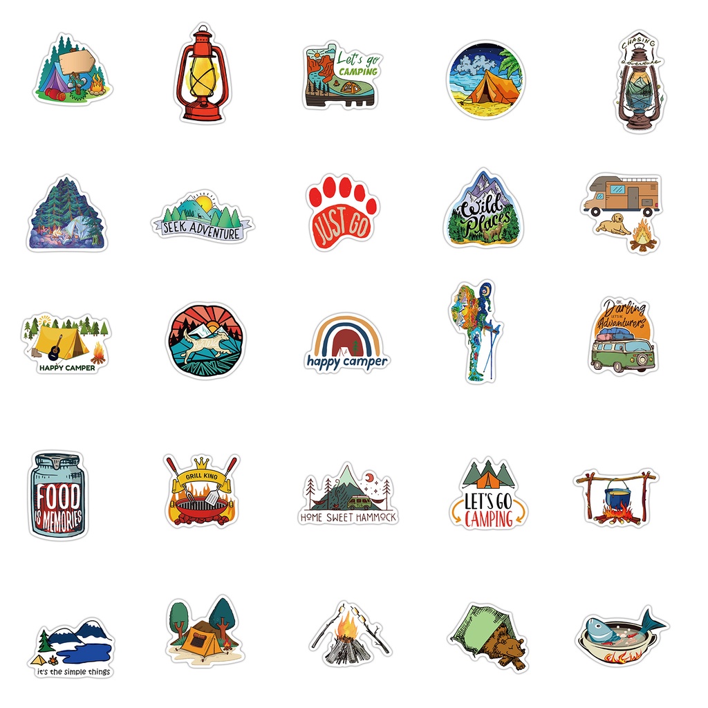 Set 50 Stiker dán chủ đề camping-CD02 | BigBuy360 - bigbuy360.vn