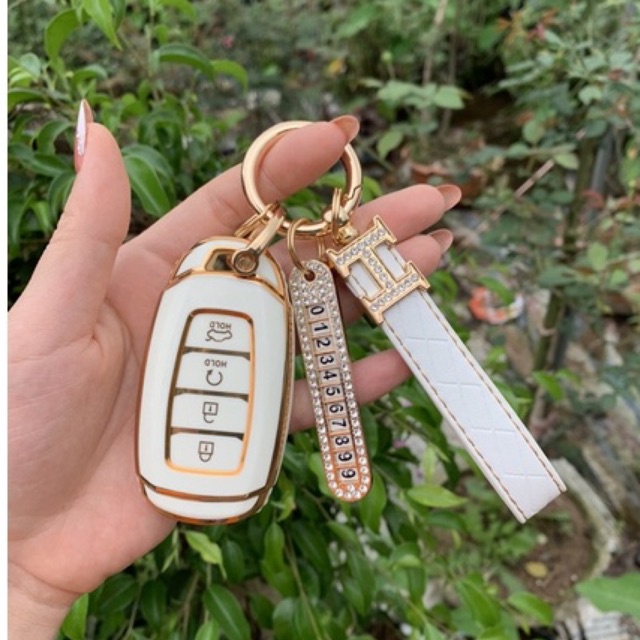 Bao Đựng Chìa Khóa silicon Mạ Bạc Cho Hyundai Accent 2021-2022 Accent 4 Nút