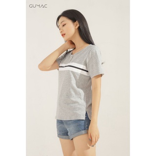 Áo thun nữ sọc 3 nút GUMAC ATA621