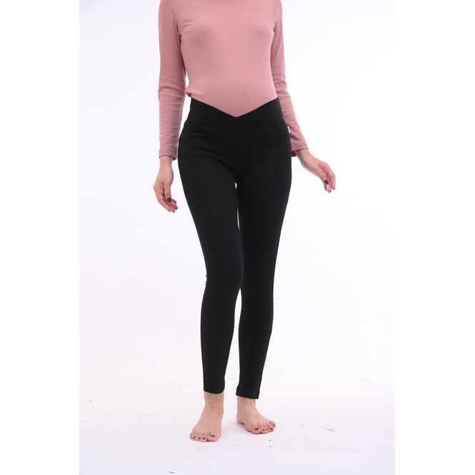 Quần legging dài cạp chéo, chất cotton co giãn 4 chiều - Thời trang đầm bầu cao cấp HONEY