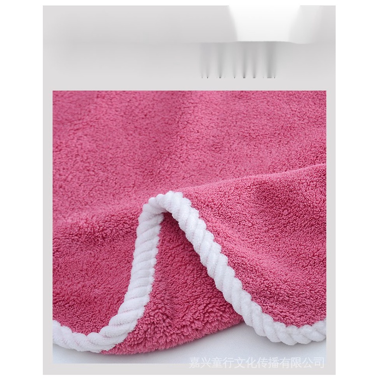 Bộ 2 Khăn Tắm Lotso Vải Lông Cừu San Hô Dày Dặn Họa Tiết Gấu Hồng/Dâu Tây Dễ Thương Dùng Làm Quà Tặng