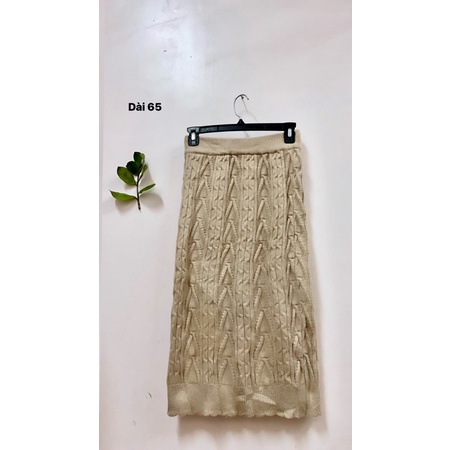 Chân váy len thừng màu be vàng