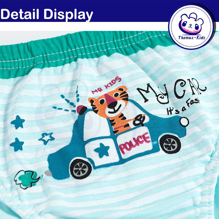 [THOMAS KIDS] 5 chiếc 3-12Yrs Đồ lót dành cho trẻ em Bé trai 100% cotton Thời trang mới và thoải mái Hoạt hình Hình khủng long Quần lót trẻ em