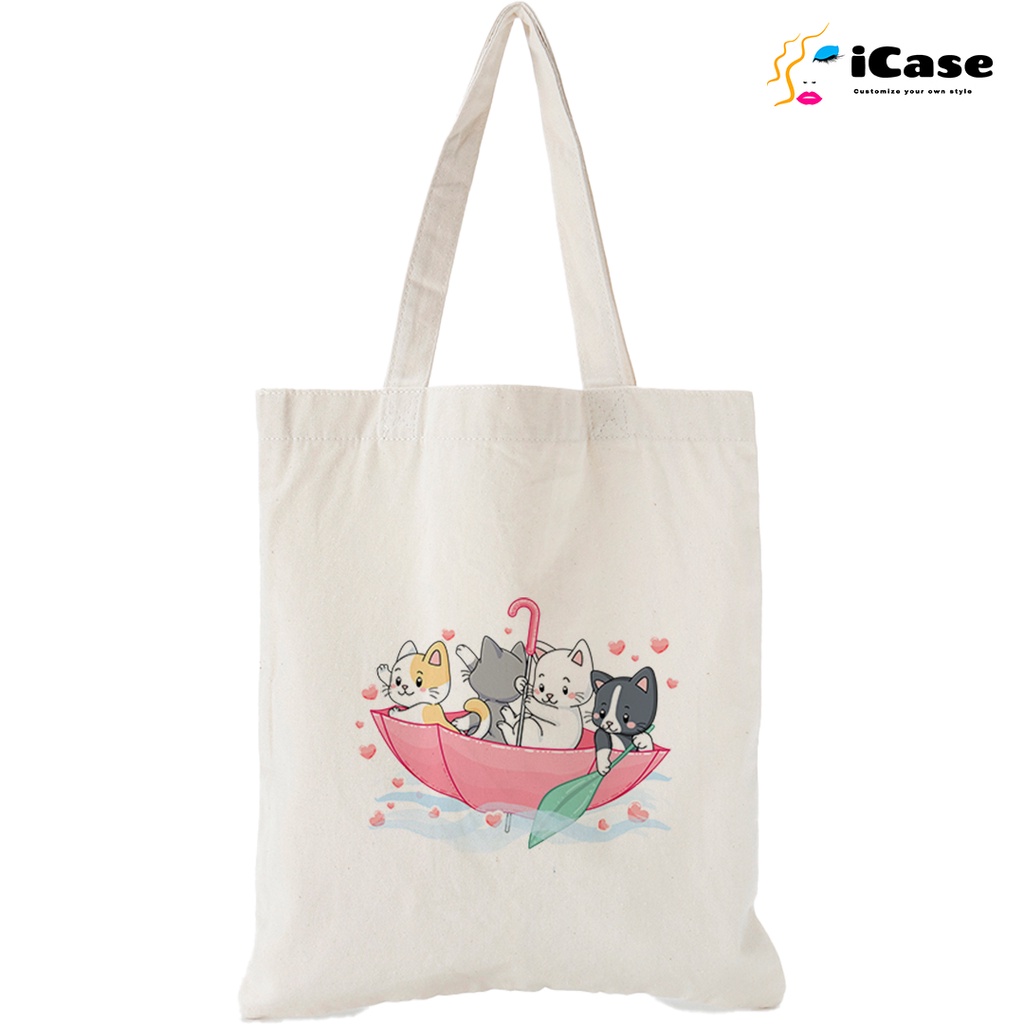 Túi vải Canvas iCase bộ sưu tập Animal Cute nhiều kích thước