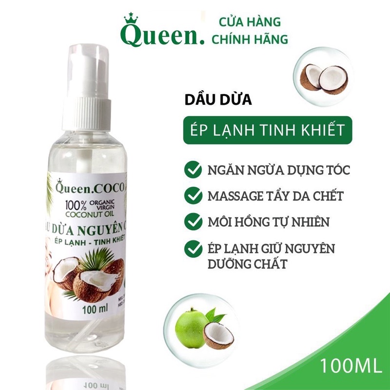 Dầu Dừa Ép Lạnh 100% Nguyên Chất - Thơm nhẹ nhàng :  100ml - 50ml - 30ml - 20ml