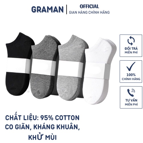Tất vớ cổ ngắn nam nữ co giãn thấm hút - GRAMAN